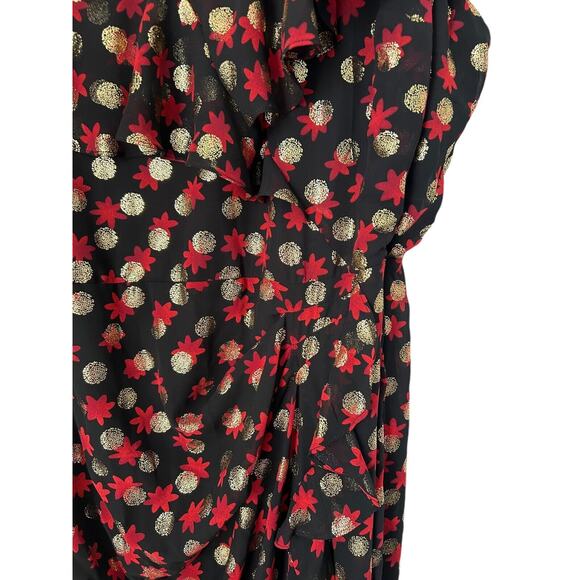 Lane Bryant Dress Womens Size 20 Multicolor Surplice Fitted Metallic Dot Midi - Picture 3 of 16